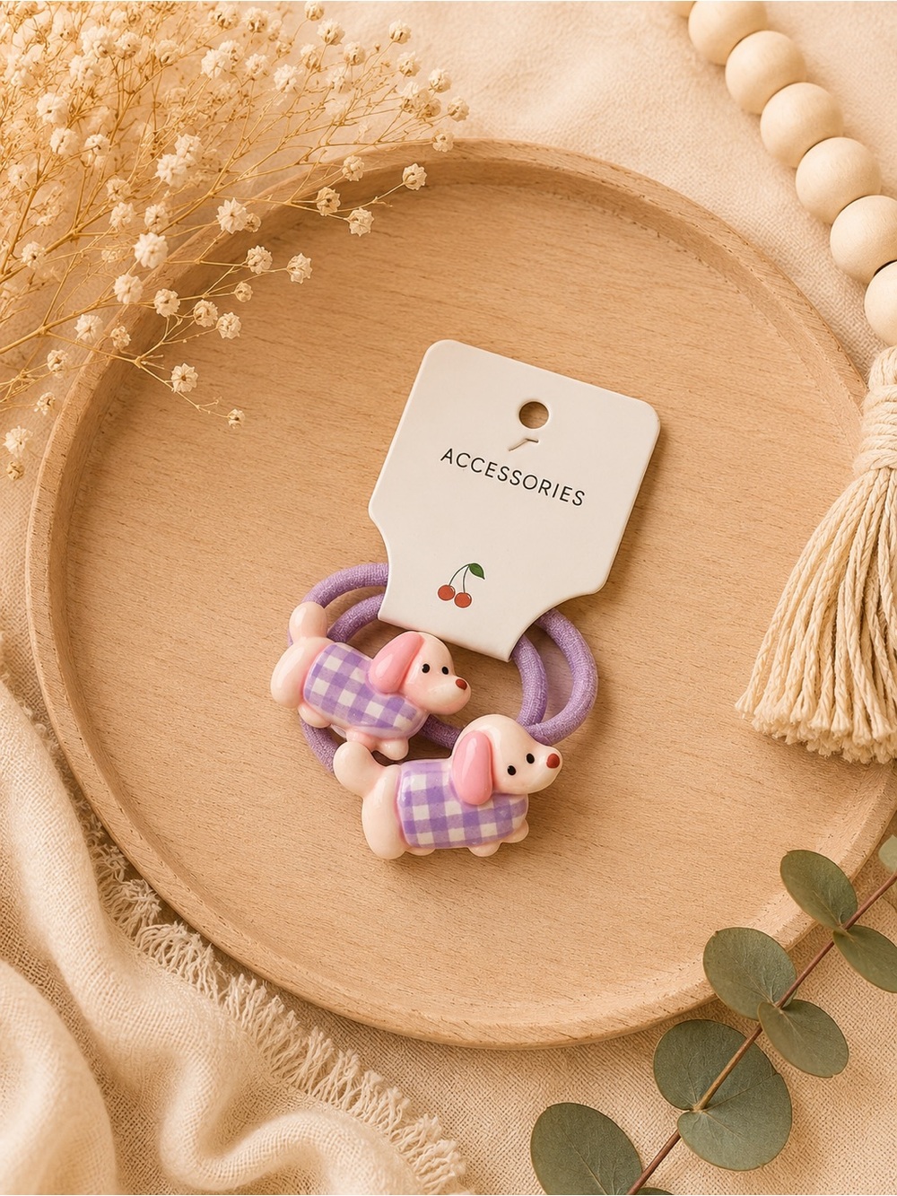 Accessorize Lavender Dachshund Charm Hair Ties for Kids